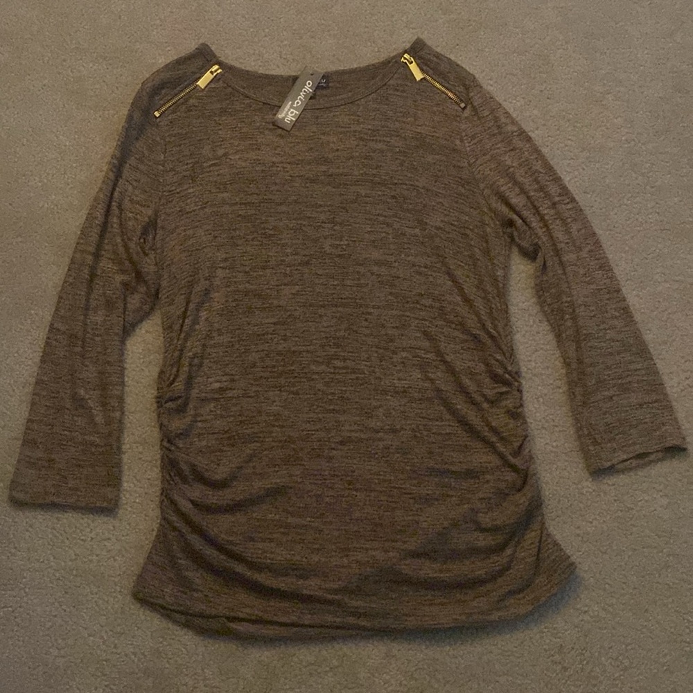 🤰Olivia Blu Maternity Light Knit Zipper Top